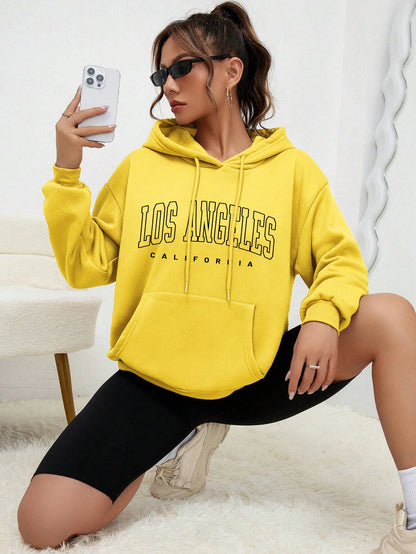 Los Angeles Art Letter Design Women Hoodies American Style Casual Hoody Autumn Hip Hop Female Hoodie Casual Fleece Clothing