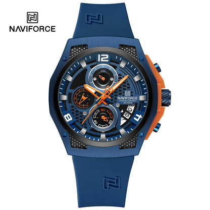 NAVIFORCE Men‘s Watches 2024 New Silicone Strap Quartz Calendar Waterproof Fashion Sport Chronograph Wristwatch for Man clock