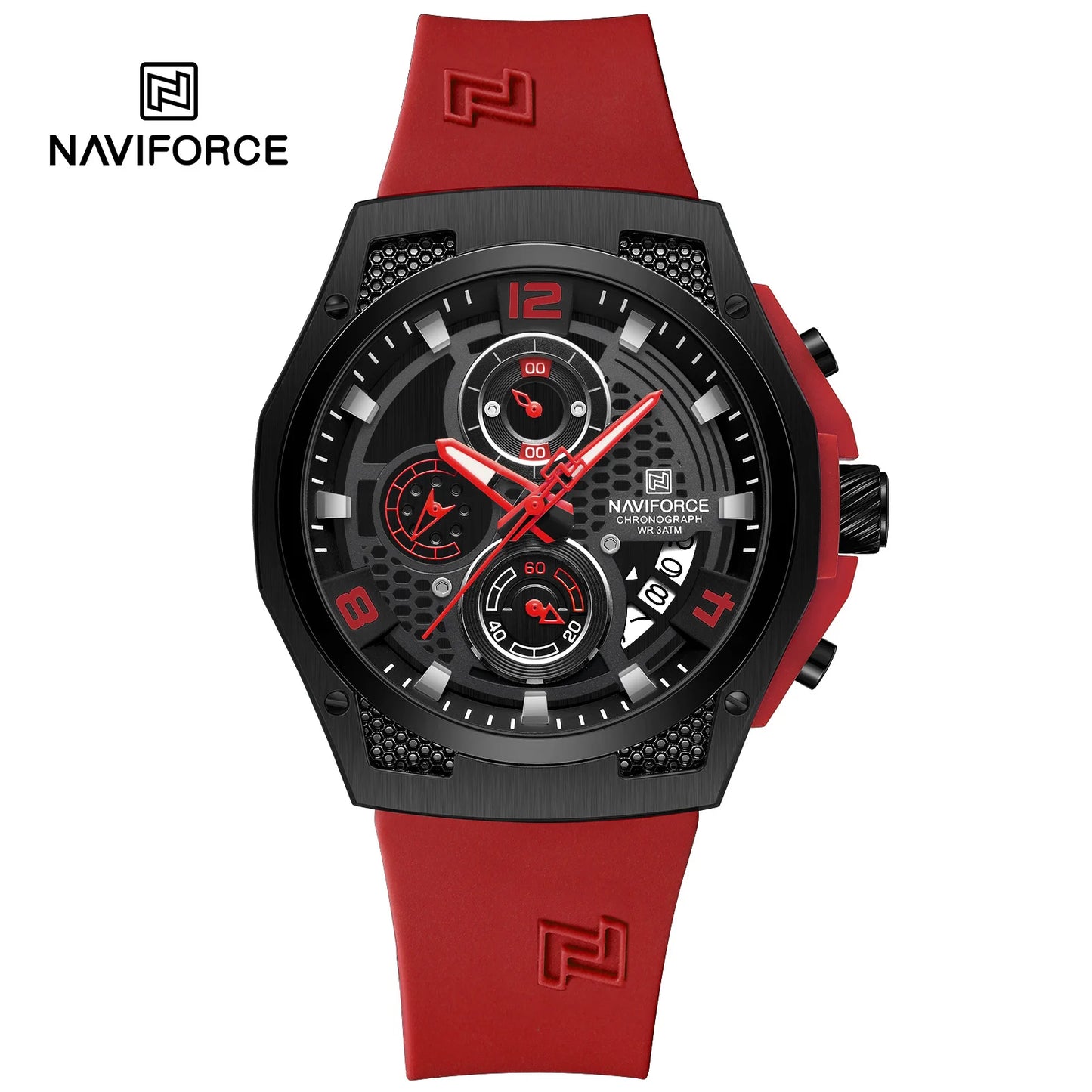 NAVIFORCE Men‘s Watches 2024 New Silicone Strap Quartz Calendar Waterproof Fashion Sport Chronograph Wristwatch for Man clock