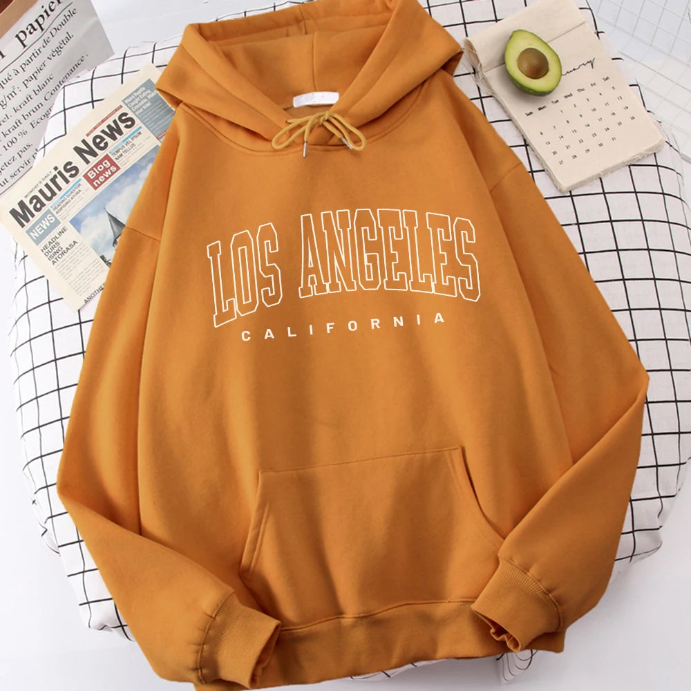 Los Angeles Art Letter Design Women Hoodies American Style Casual Hoody Autumn Hip Hop Female Hoodie Casual Fleece Clothing