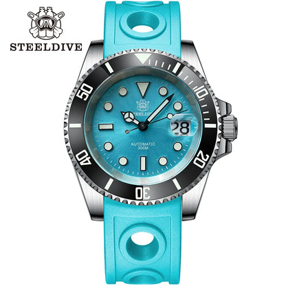 SD1953 Turquoise Dial Stainless Steel NH35 Watch Steeldive 41mm STEELDIVE Brand Sapphire Glass Men Diver Watches reloj hombre