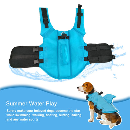 Shark Dog Life Jacket Enhanced Buoyancy Small Dogs Swimming Clothes Safety Vest with Handle for Medium Large Dogs Surfing