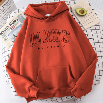 Los Angeles Art Letter Design Women Hoodies American Style Casual Hoody Autumn Hip Hop Female Hoodie Casual Fleece Clothing