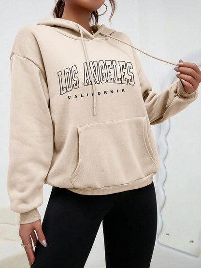 Los Angeles Art Letter Design Women Hoodies American Style Casual Hoody Autumn Hip Hop Female Hoodie Casual Fleece Clothing