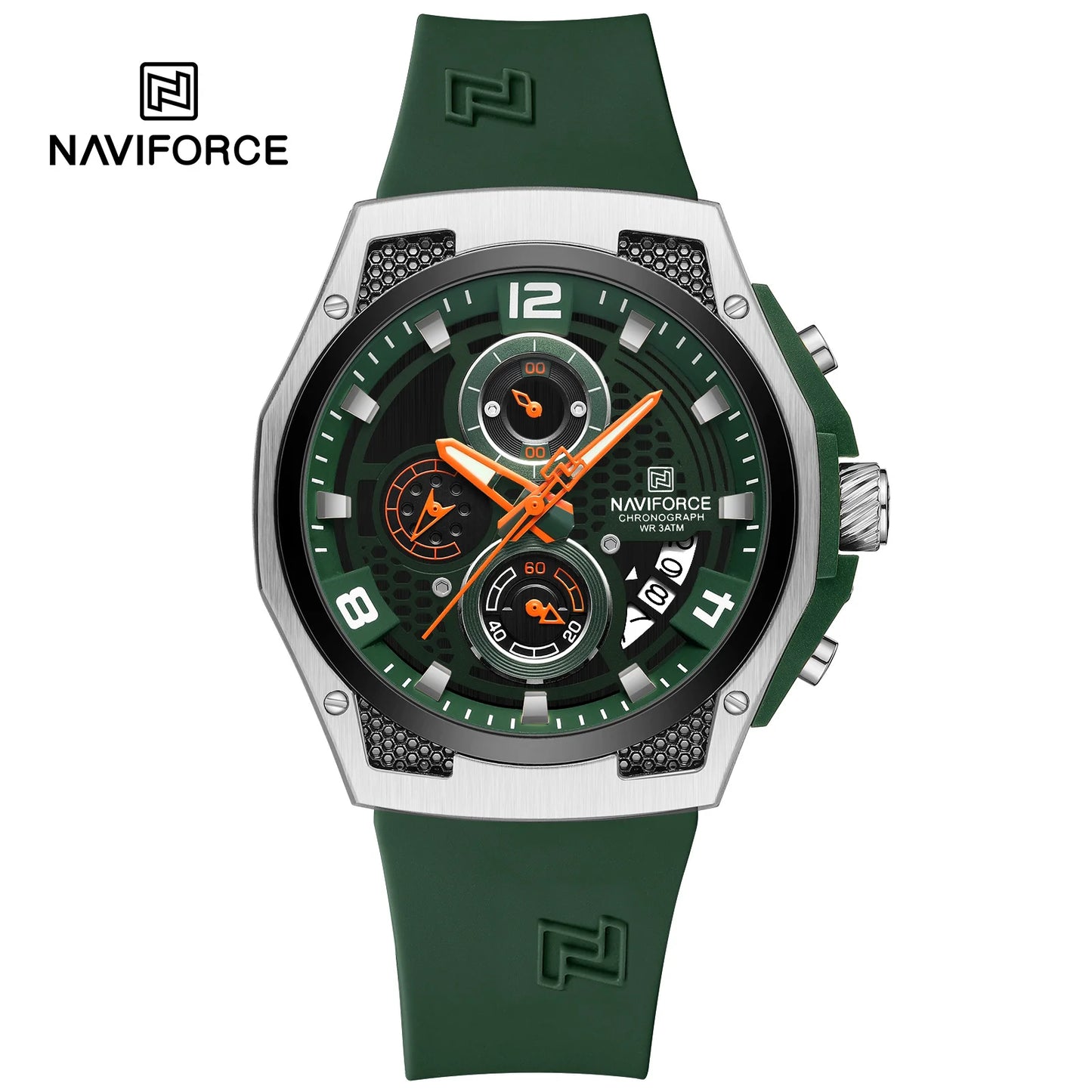 NAVIFORCE Men‘s Watches 2024 New Silicone Strap Quartz Calendar Waterproof Fashion Sport Chronograph Wristwatch for Man clock