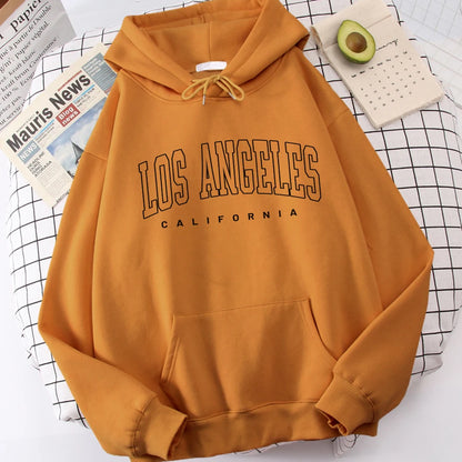 Los Angeles Art Letter Design Women Hoodies American Style Casual Hoody Autumn Hip Hop Female Hoodie Casual Fleece Clothing