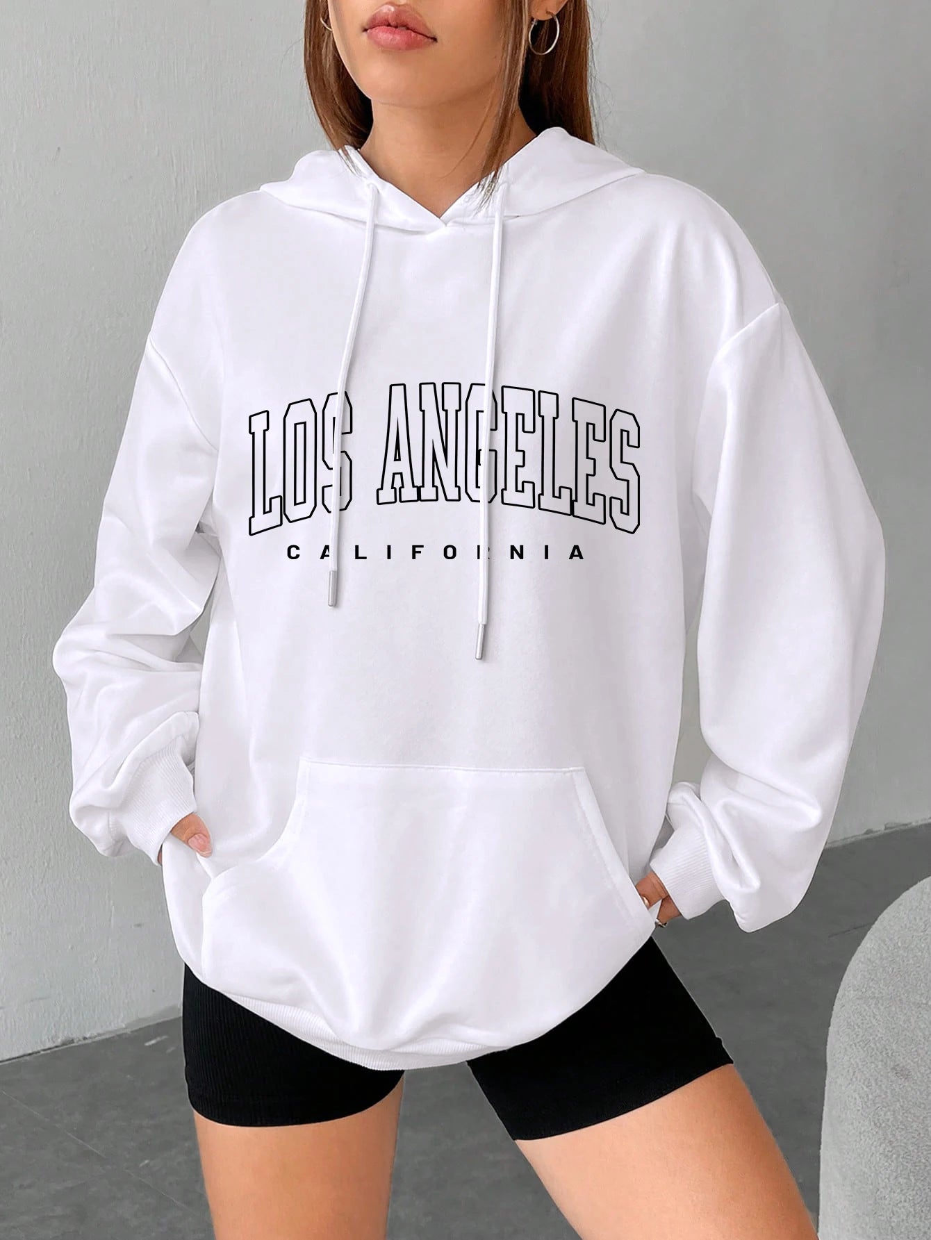 Los Angeles Art Letter Design Women Hoodies American Style Casual Hoody Autumn Hip Hop Female Hoodie Casual Fleece Clothing