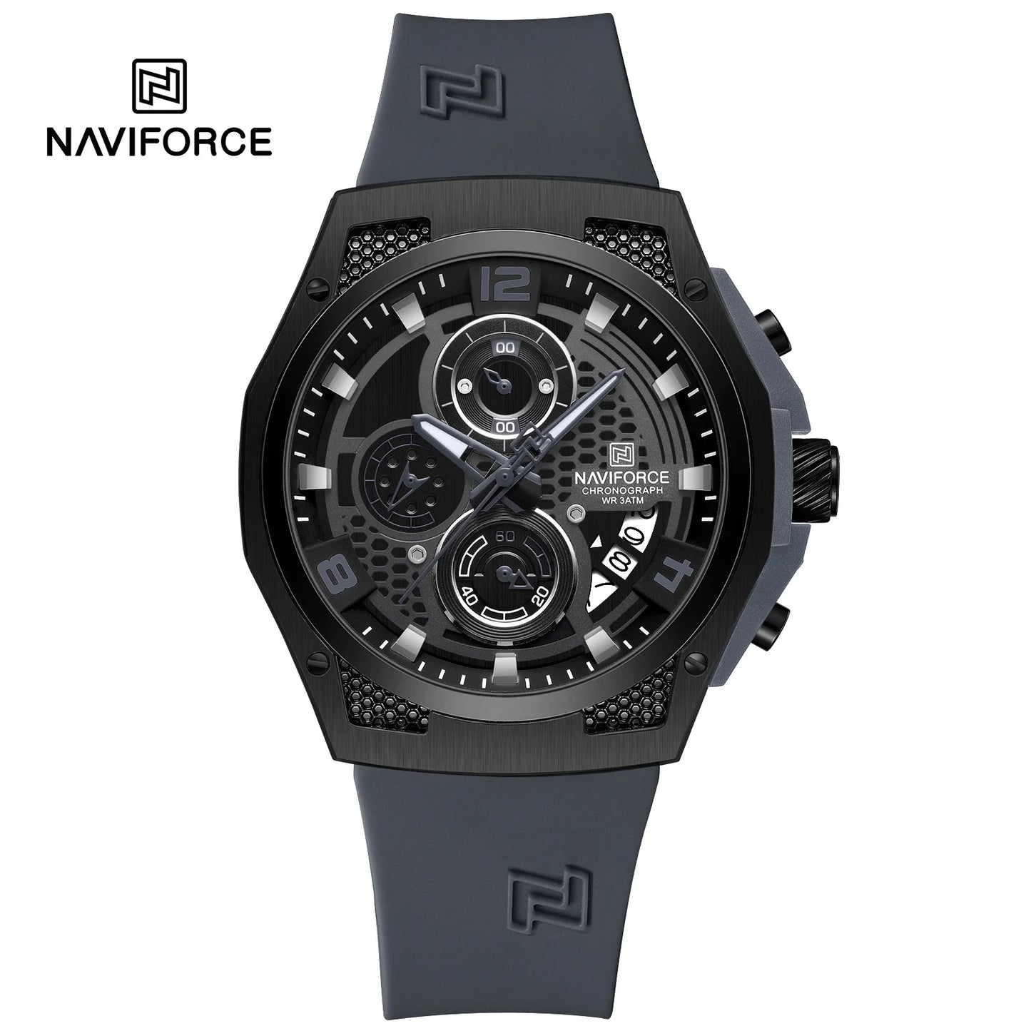 NAVIFORCE Men‘s Watches 2024 New Silicone Strap Quartz Calendar Waterproof Fashion Sport Chronograph Wristwatch for Man clock