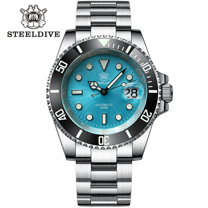 SD1953 Turquoise Dial Stainless Steel NH35 Watch Steeldive 41mm STEELDIVE Brand Sapphire Glass Men Diver Watches reloj hombre