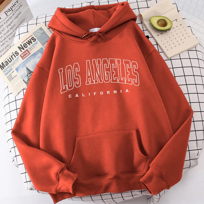 Los Angeles Art Letter Design Women Hoodies American Style Casual Hoody Autumn Hip Hop Female Hoodie Casual Fleece Clothing