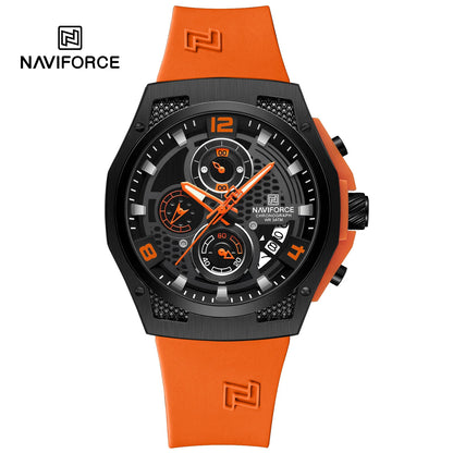 NAVIFORCE Men‘s Watches 2024 New Silicone Strap Quartz Calendar Waterproof Fashion Sport Chronograph Wristwatch for Man clock