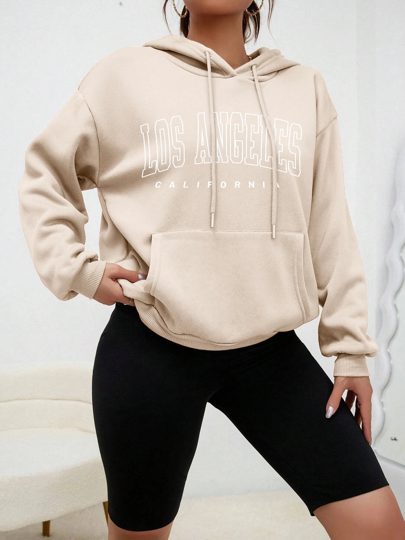 Los Angeles Art Letter Design Women Hoodies American Style Casual Hoody Autumn Hip Hop Female Hoodie Casual Fleece Clothing