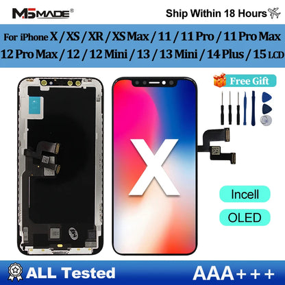 OLED X LCD For iPhone XR XS MAX 11 Display 3D Touch Screen Replace For 12 14 Plus 11 Pro screen incell 12 Pro Max display 13 Min